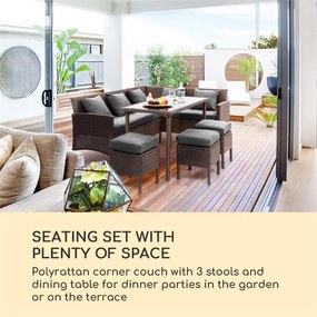 Titania Dining Lounge Set, kerti ülőgarnitúra készlet, barna/sötétszürke
