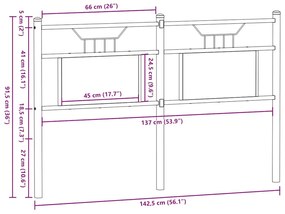 füstös tölgy színű szerelt fa és acél fejtámla 137 cm