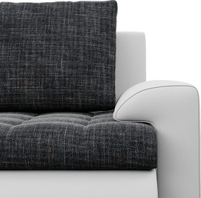 Tokio U sarokkanapé, 3 ágyneműtartóval, fonott + műbőr, jobboldali, sötétszürke - fehér