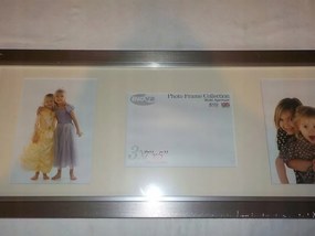 Nagy képkeret 3 képhez 66,5X 27 cm szürke, ezüst szegéllyel