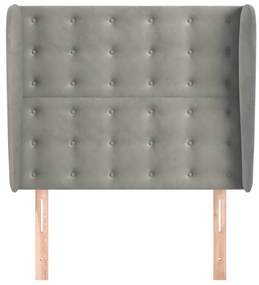 világosszürke bársony fejtámla szárnyakkal103 x 23 x 118/128 cm