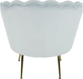 Fotel Art-deco stílusban, szürke-kék Velvet anyag/gold chróm-arany, NOBLIN