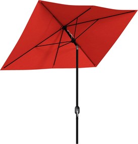 Outsunny 2 x 3 m-es Téglalap Alakú Tolt Napernyő Kézi Crank Magas Sűrűségű Vízhatlan Poliészter Anyag 180 g/m² - Piros | Aosom