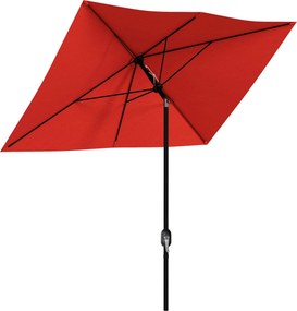 Outsunny 2 x 3 m-es Téglalap Alakú Tolt Napernyő Kézi Crank Magas Sűrűségű Vízhatlan Poliészter Anyag 180 g/m² - Piros | Aosom