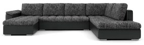 VEGAS 315/190 U alakú kinyitható kanapé Sötétszürke / fekete ökobőr Jobb