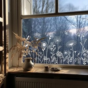 Ablakfólia virágok öntapadós nappali hálószoba konyha 150x39