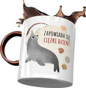 Bordó bögre fóka mintával Ajándék fényképpel