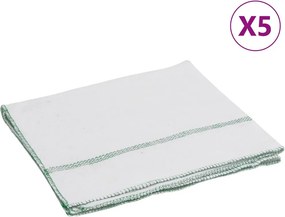 vidaXL 5 db fehér tisztító kendők zöld csíkokkal 50 x 60 cm