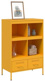 mustársárga acél tálalószekrény 68 x 39 x 101,5 cm