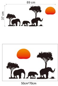 Falmatrica"Afrikai elefántok" 37x89 cm