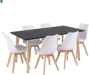 Silla 150 6+1 étkező garnitúra fekete-fehér