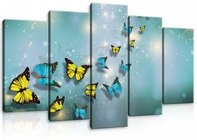 Vászonkép 5 darabos, Pillangók 100x60 cm méretben