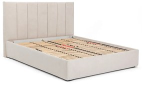 Bézs kárpitozott ágyneműtartós franciaágy ágyráccsal 180x200 cm Thessa Bold Line – Bonami Selection