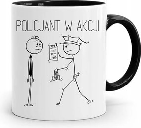 Fekete Bögre Rendőrnőnek Akcióban, fényképes nyomattal