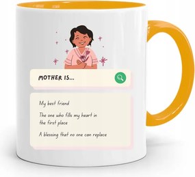 Sárga Bögre Ajándék Anyukáknak Mother Is... fényképes nyomattal