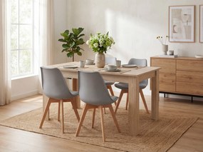 Étkező szett 1 + 4, UMEKO asztal 120x80 cm sonoma tölgy + szürke KITO szék