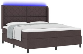 Box Spring Ágy Matraccal és LED-del, Sötét Barna 180x200 cm Szövet