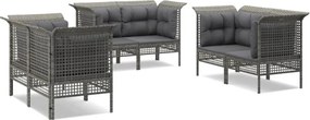 vidaXL 6 részes szürke polyrattan kerti ülőgarnitúra párnákkal