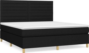vidaXL fekete szövet rugós ágy matraccal 180 x 200 cm