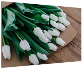 Egy csokor fehér tulipán képe (90x60 cm)