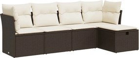 vidaXL 5 részes barna polyrattan kerti ülőgarnitúra párnával