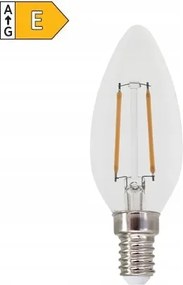 Led izzószálas gyertyakörte átlátszó C35 2W/230V/E14/2700K/250Lm/360°