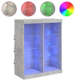 betonszürke tálalószekrény LED-világítással 81 x 37 x 100 cm