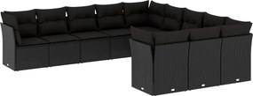 vidaXL 11 részes fekete polyrattan kerti ülőgarnitúra párnákkal