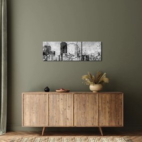 Kép - Kávé művészeti város (órával) (90x30 cm)