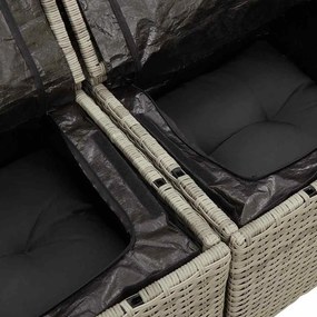 Kerti Kanapé Szett tárolóval 7 pcs Világosszürke Poli rattan