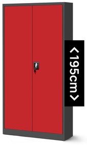 Fém iratszekrény JAN H, 900 x 1950 x 400 mm, antracit-piros