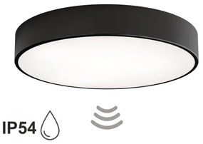 Fürdőszobai mennyezeti lámpa szenzorral CLEO 4xE27/24W/230V Ø 50 cm IP54 fekete