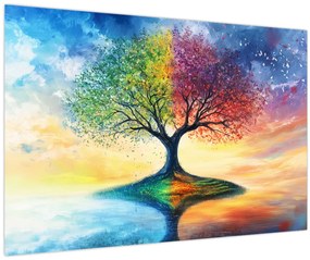 Kép – Évszakok festett fája (90x60 cm)