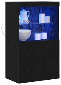 LED világítással ellátott fekete tölgy komód 60x37x100 cm