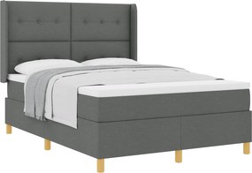 vidaXL Boxrugós ágy matracmal Sötétszürke 140 x 190 cm szövet