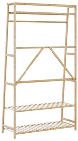bambusz ruhaállvány polcokkal 110x40x180 cm