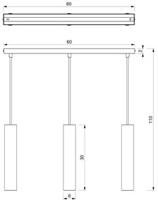 Csillár zsinóron RAITO 3xGU10/8W/230V fekete