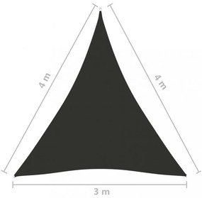 antracitszürke háromszögű oxford-szövet napvitorla 3 x 4 x 4 m