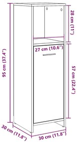 betonszürke forgácslap fürdőszobaszekrény 30 x 30 x 95 cm