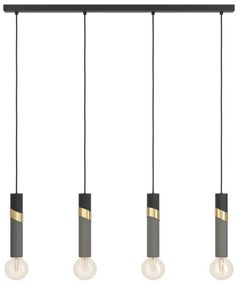 Eglo 39936 - Csillár zsinóron CEDRAL 4xE27/40W/230V fekete/arany