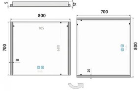 NIMCO ZP 11003VX - LED Fürdőszobai tükör háttérvilágítással 3000-6500K 70x80 cm IP44