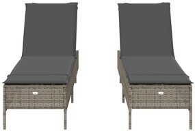 2 db világosszürke polyrattan napozóágy párnával