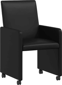 vidaXL Kerekes Étkező Székek 2 pcs Fekete 57 x 66 x 94 cm Műbőr