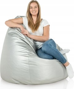 Táska Ezüst XXL Öko Bőr Puff Fotel