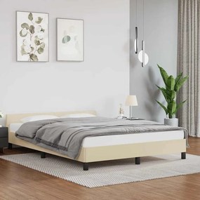 krémszínű ágykeret fejtámlával matrac nélkül 140x200 cm