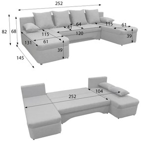 Univerzális, kihúzható U-alakú sarokülőgarnitúra tárolóhellyel ALMEIDA antracit