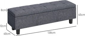 Tárolópad lenvászon hatású kivitelben, gumifa lábakkal, nappaliba, hálószobába, előszobába, sötétszürke