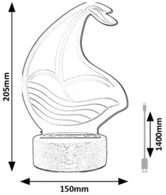 Rabalux 76001 - AKALI LED gyerek asztali lámpa 2W 5V 3000K bükk hajó