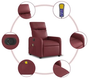 vidaXL bordó műbőr elektromos dönthető masszázsfotel