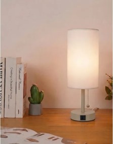 Brilagi - TABLON asztali lámpa USB-porttal, 1xE27/25W/230V, bézs/fehér